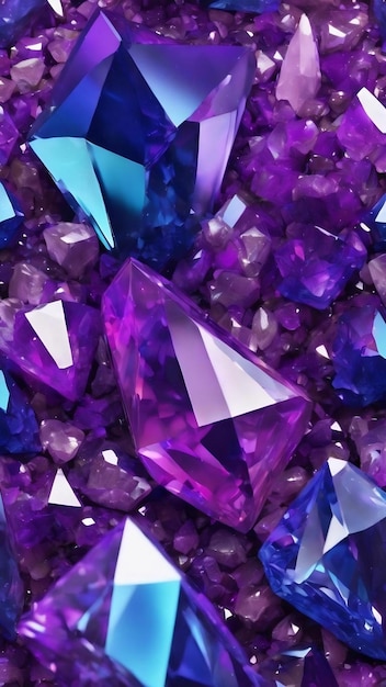 Crystal dreamscape a stunning 3d faceted violet and blue crystallized textures by ai technology