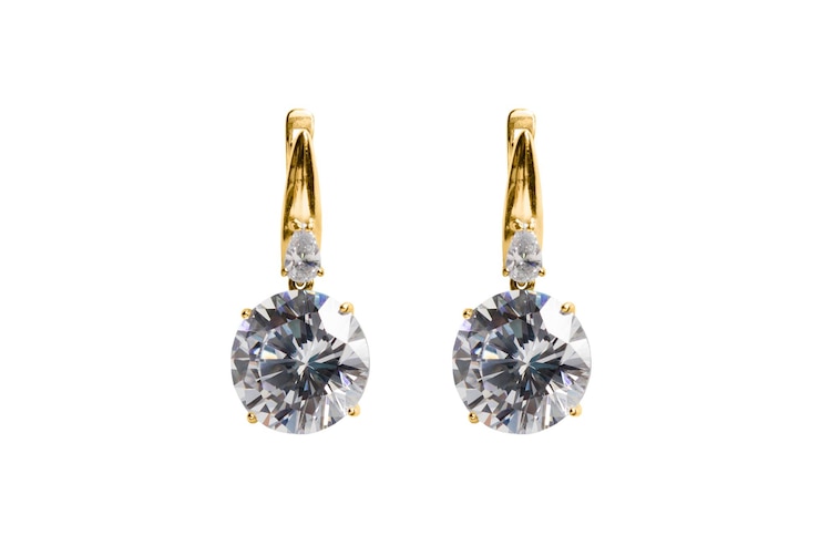 Photo crystal earrings isolated
