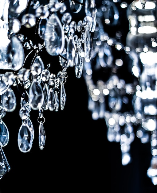 Crystal glass chandelier as home decor interior design and luxury furniture detail holiday invitatio...