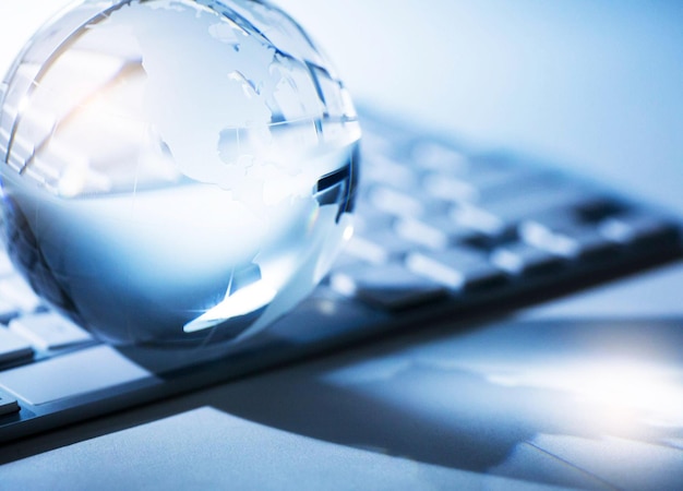 Crystal globe and a keyboard