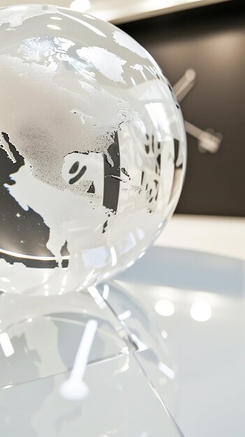 Photo crystal globe reflecting a world map