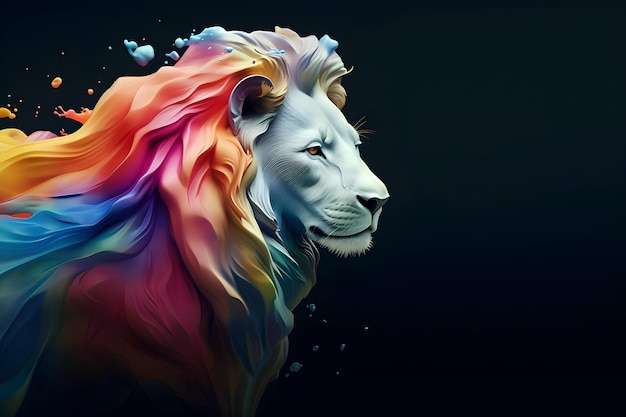 Crystal glossy lion amidst enigmatic dark background