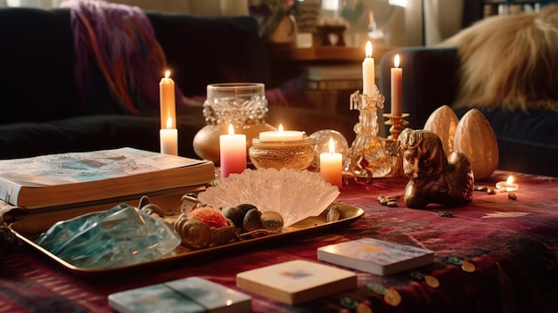 Foto rituale spirituale di guarigione con i cristalli