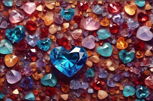 Foto fondo di pietra preziosa del cuore di cristallo fondo di pietre preziose del cuore di cristallo fondo di cristallo del cuore di kristallo