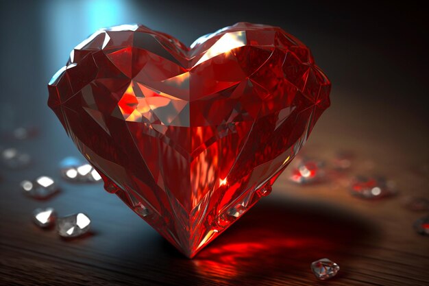 Crystal heart and red diamond symbolizing love Because it is a very resistant stone and of incomparable hardness it has become the symbol of durability and constancy for eternal love