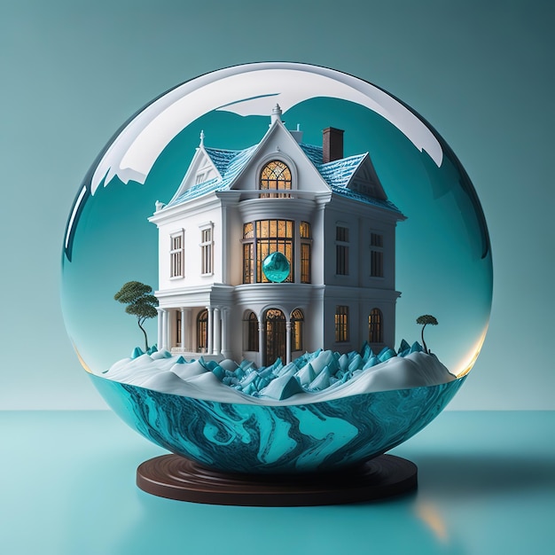 Photo crystal house in blue