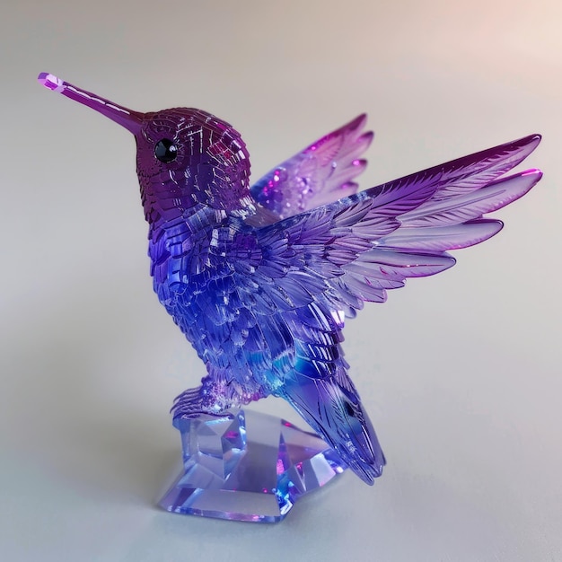 Crystal Hummingbird Figurine on a Light Background