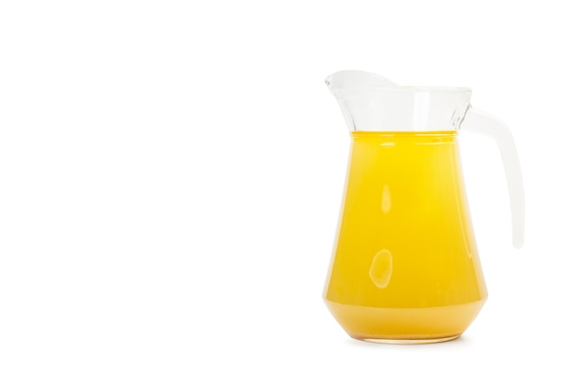 A crystal jug of broth on a white background