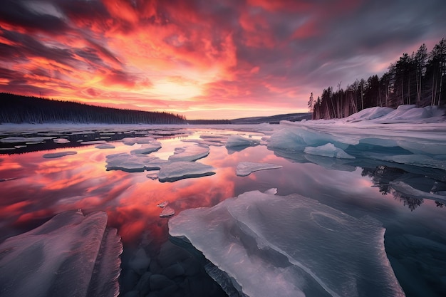크리스탈 호수 얼음 물 사진