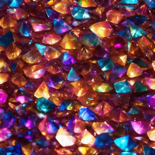 Foto sovrapposizione dell'effetto luce cristallina disegno del prisma iridescente sfaccettature refrattive di scintilla luminosa