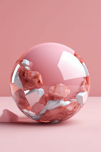 crystal pink ball on the pink background