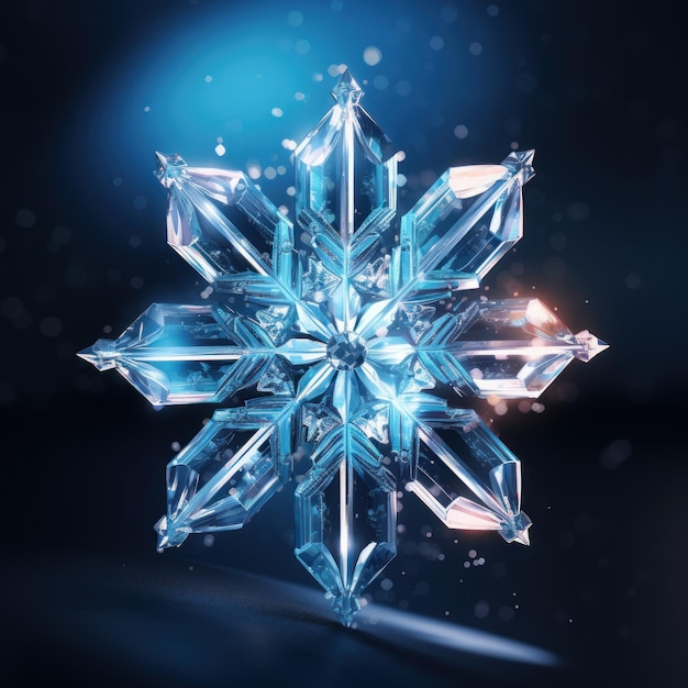 写真 クリスタル・スノーフラック (crystal snowflake) 青い色トーン・コンセプトクリスマス・デー