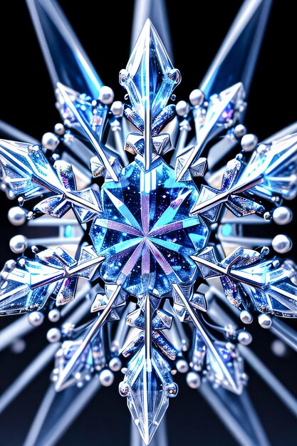 Crystal Snowflake and Snow Background