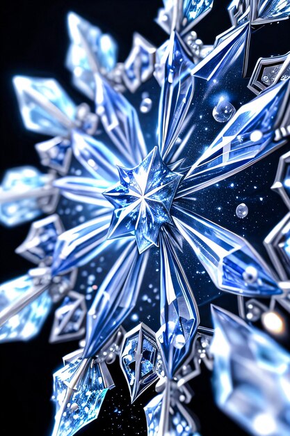 Crystal Snowflake and Snow Background