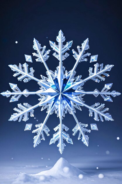 Crystal Snowflake and Snow Background