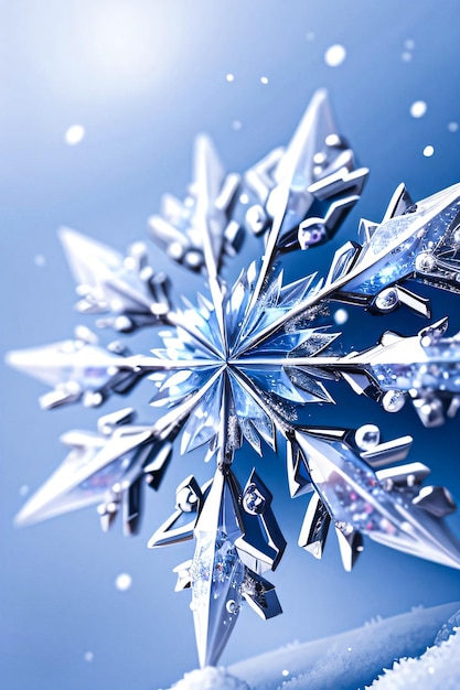 Crystal Snowflake and Snow Background