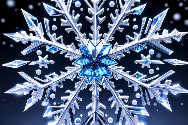 Crystal Snowflake and Snow Background