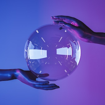sfera di cristallo con le mani