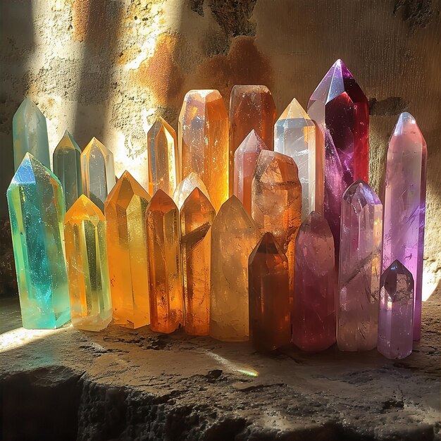 Photo crystal towers in the sunlight