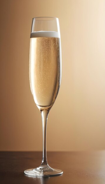 Foto un bicchiere cristallino pieno di champagne frizzante