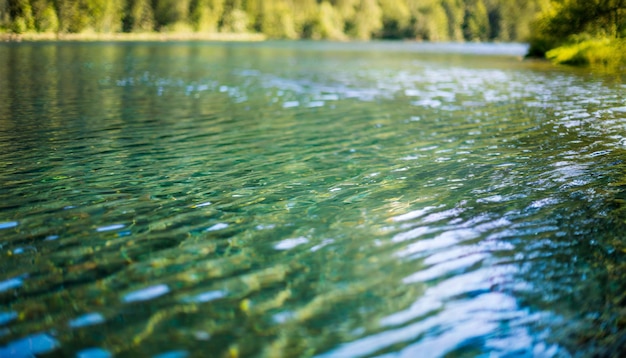 Crystalclear water surface reflecting vibrant blue sky symbolizing purity tranquility and sereni