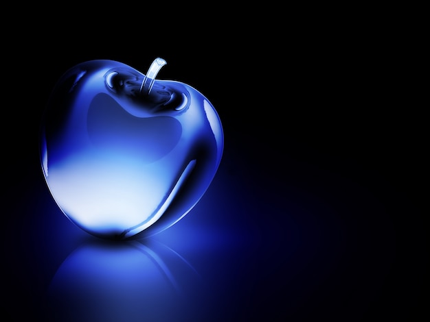 Photo crystalline blue apple on a dark background