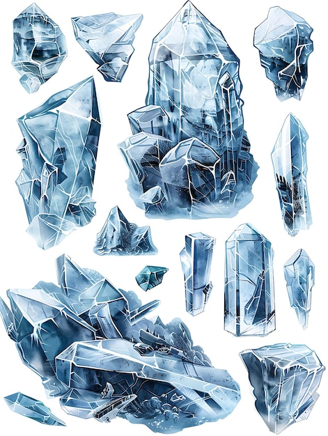 Crystalline Ice Shards Made With Translucent and Frosted Mat Creative Background Decor Collection