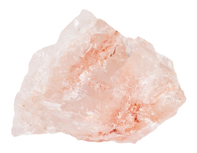 Crystalline rose quartz gemstone isolated