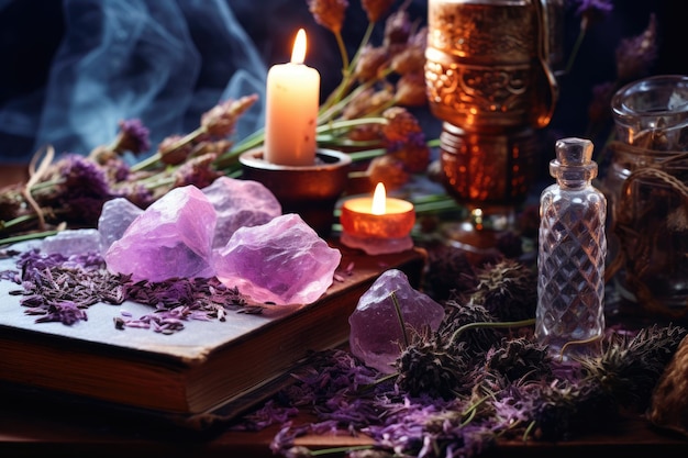 Photo crystals altar idea creating sacred meditaion space with good vibes for home