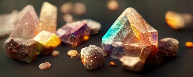 Crystals and Minerals from Gemstones Esoteric spiritual practice Feng Shui reiki therapy concept AI generated image