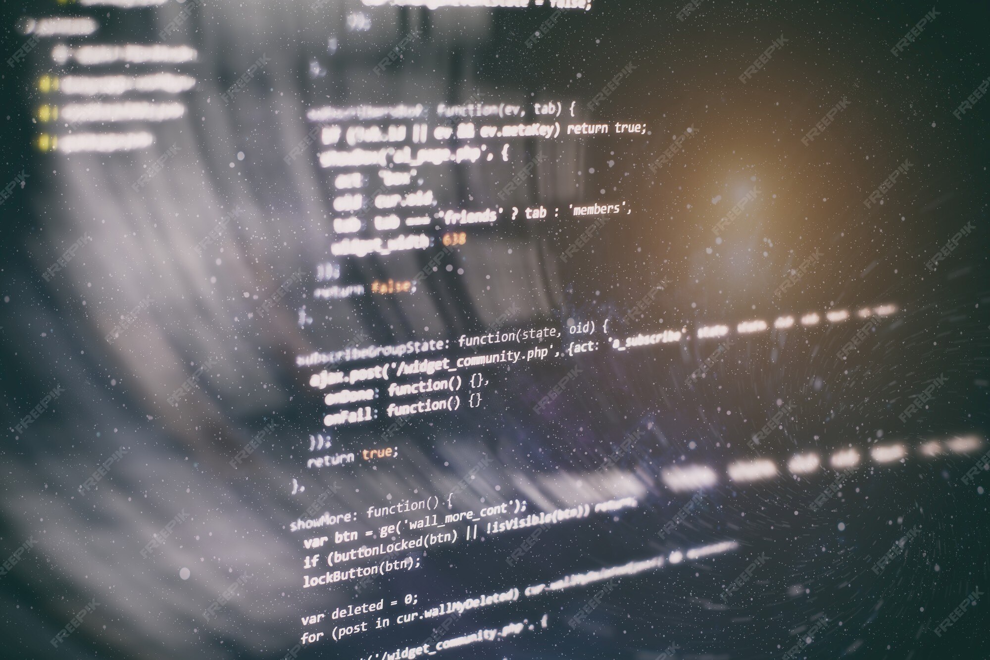 Premium Photo | Css, javascript and html usage. monitor closeup of ...