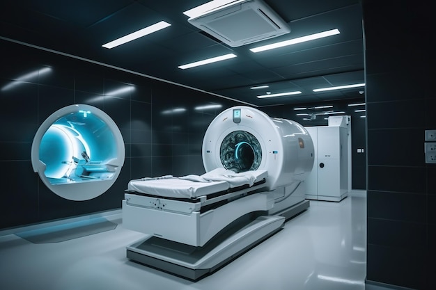 CT-scanner in moderne ziekenhuiskamer Medische apparatuur Generatieve AI