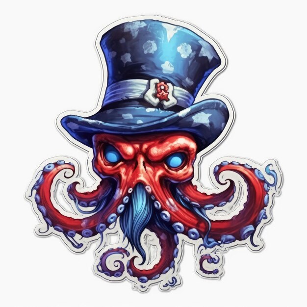 Cthulhu Octopus 문신 스티커 일러스트레이션 할로윈 무서운 끔찍한 공포 미치광이 악마