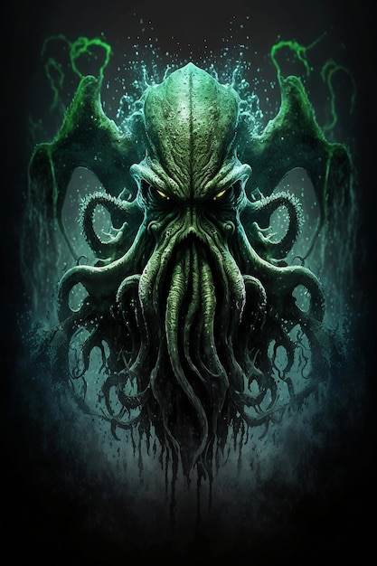 Photo cthulu in a dark background