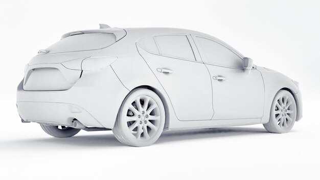 Cty car with blank surface for your creative design. 3D rendering.