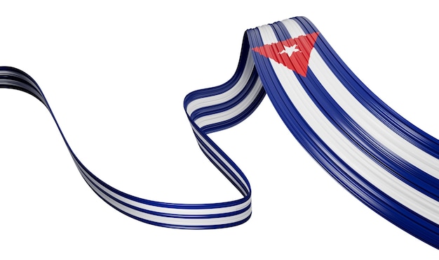 Cuba or Cuban flag wavy abstract ribbon background 3d illustration