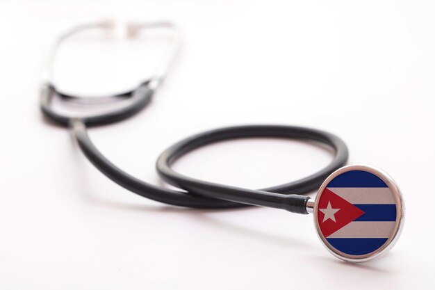 Cuba healthcare concept medical stethoscope with country flag