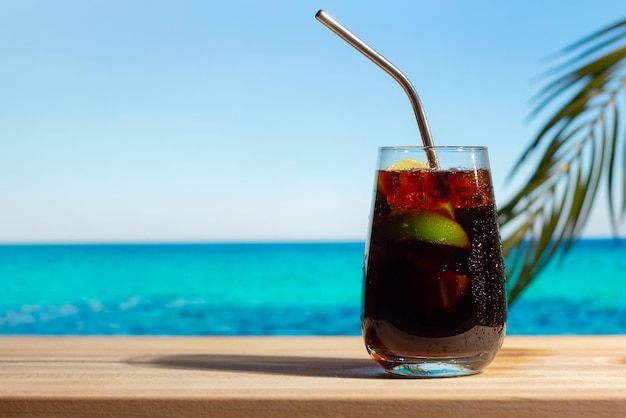 Cuba Libre-cocktail op het zomerstrand