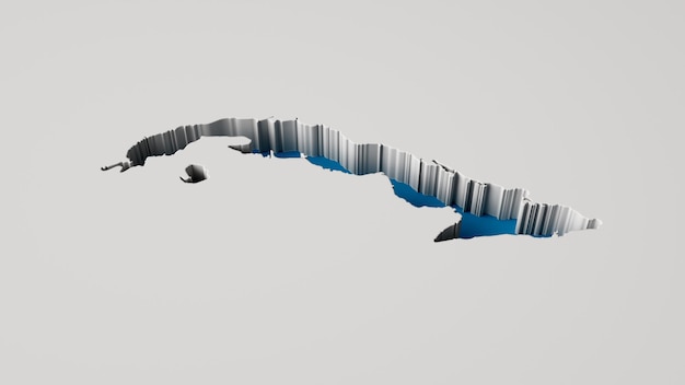Cuba Map 3d inner extrude map Sea Depth with inner shadow