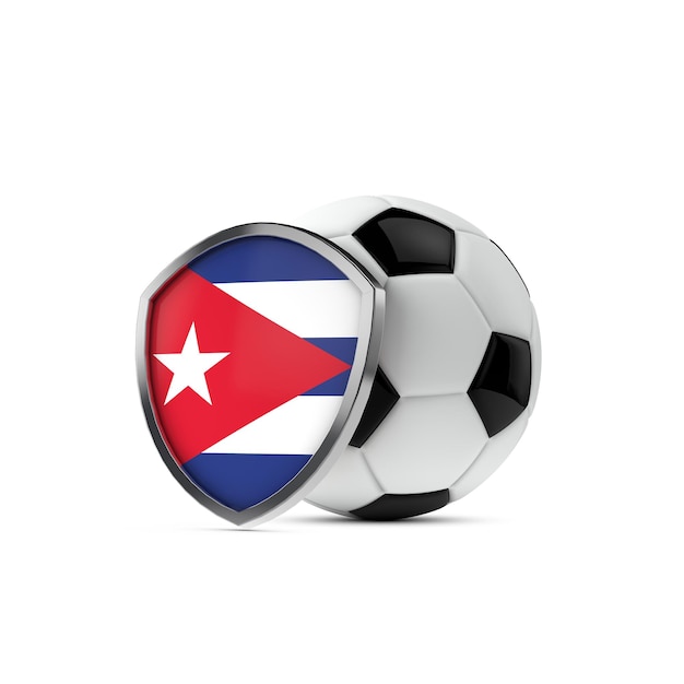 Cuba nationale vlag schild met een voetbal 3D-Rendering