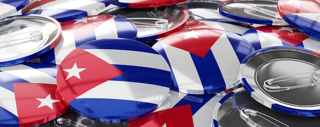 Cuba ronde badges met landvlag stemming verkiezing concept 3D illustratie