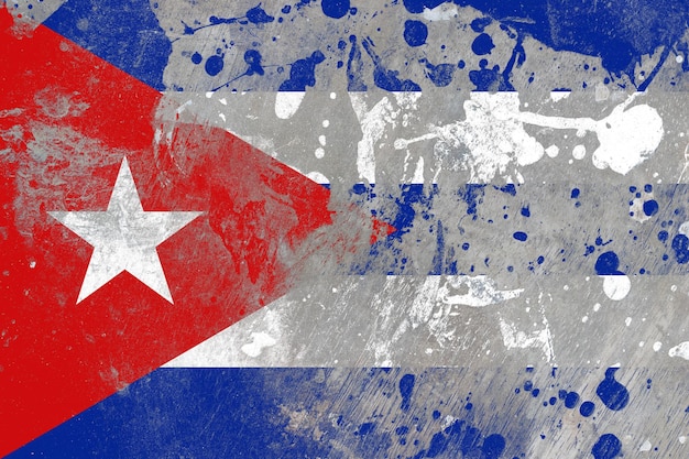 Cuba vlag op gekraste oude grunge textuur achtergrond