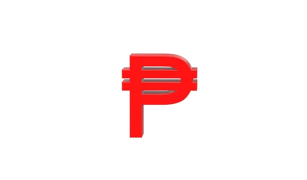 Cuban Peso currency symbol of Cuba in Red 3d rendering 3d illustration