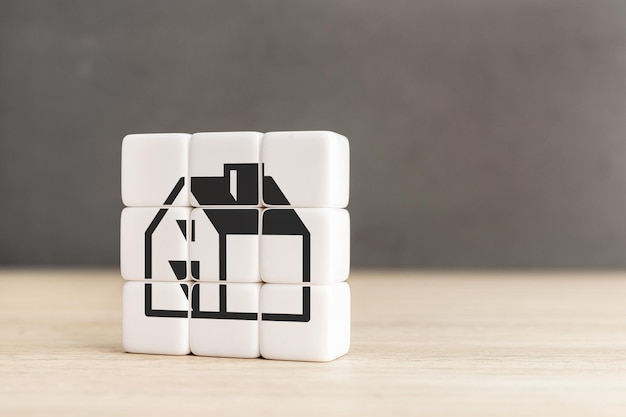 Cube blocks with house icon Real estate concept