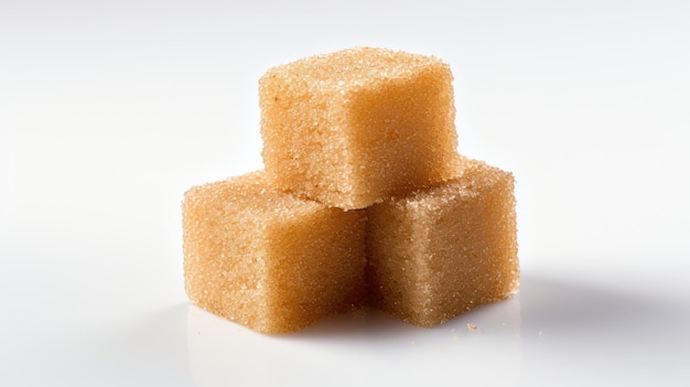 Cube brown sugar white background