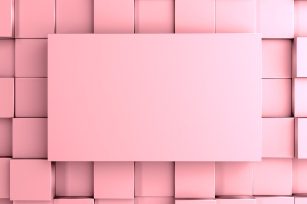 Cube, cubic, copy space, geometric, simple, digital, parametric, color, vivid, background, 3D illustration , pink