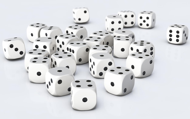 Cube dices falling and white background