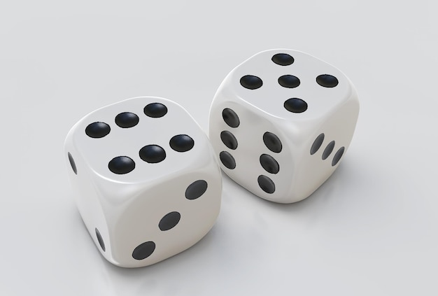 Cube dices falling and white background