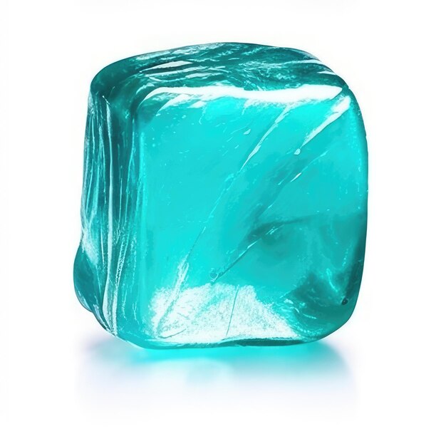 A cube of ice that is blue