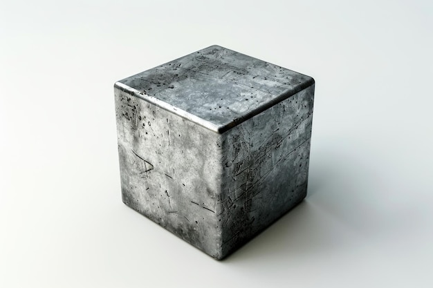 A cube of metal on white background A cube of metal on white background